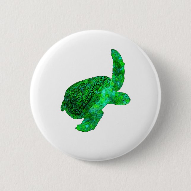 Badge Rond 5 Cm Tortue verte (Devant)