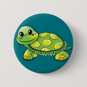 Badge Rond 5 Cm Tortue verte