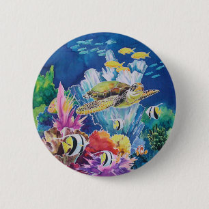 Badge Rond 5 Cm Tortue verte de mer