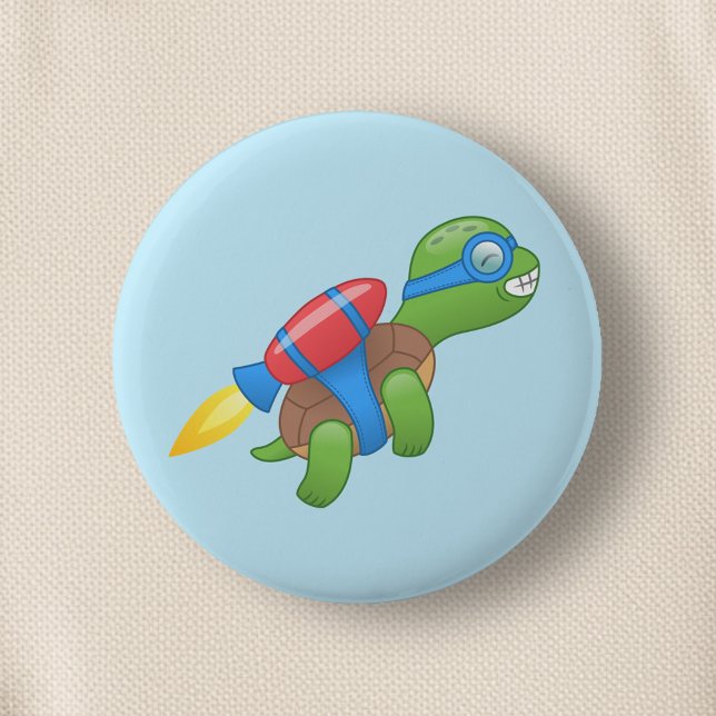 Badge Rond 5 Cm Tortue volante avec un sac rouge bleu (Créateur téléchargé)