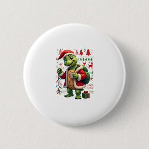 Badge Rond 5 Cm Tortue Xmas Lumières Père Noël laid Tortue Noël Ta