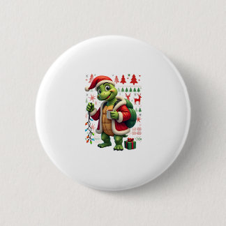 Badge Rond 5 Cm Tortue Xmas Lumières Père Noël laid Tortue Noël Ta