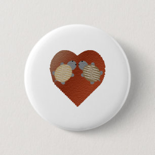Badge Rond 5 Cm Tortues adorables en amour avec un Arrière - plan