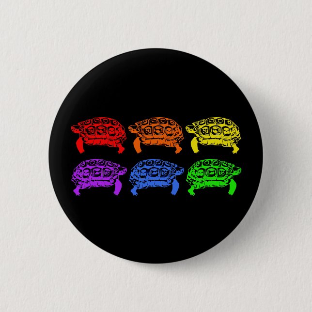 Badge Rond 5 Cm Tortues arc-en-ciel (Devant)