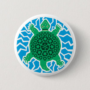 Badge Rond 5 Cm Tortues marines, recyclage