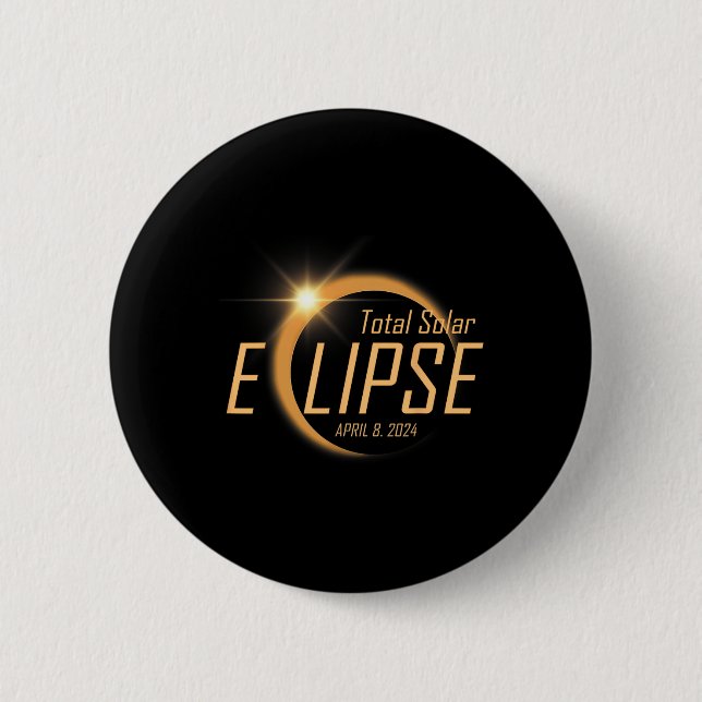 Badge Rond 5 Cm Total Éclipse Solaire 8 avril 2024 Totalité Astron (Devant)