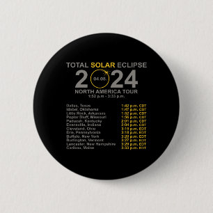 Badge Rond 5 Cm Total Éclipse Solaire 8 Avril Chemin De L'Éclipse