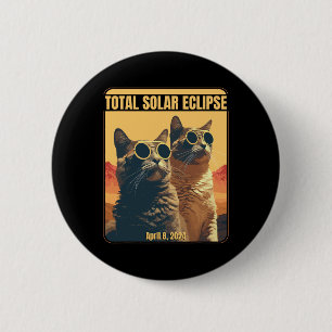 Badge Rond 5 Cm Total Éclipse Solaire 8 avril Éclipse Chats