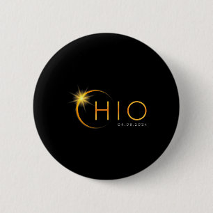 Badge Rond 5 Cm Total Solaire Eclipse 2024 État Ohio Totalité Avri