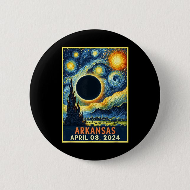 Badge Rond 5 Cm Total Solaire Eclipse 2024 Nuit étoilée (Devant)