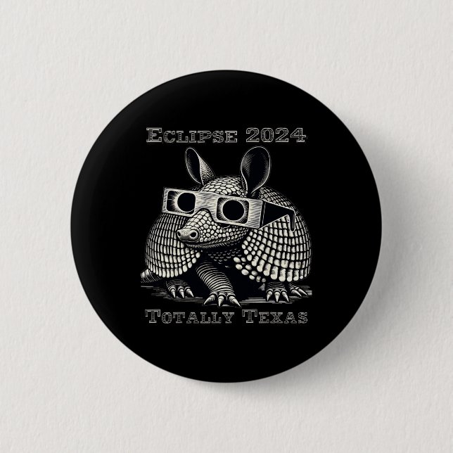 Badge Rond 5 Cm Total Solaire Eclipse 2024 Totalement Texas (Devant)