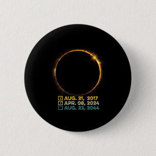 Badge Rond 5 Cm Total Solaire Eclipse 2024 Totalité Liste de contr