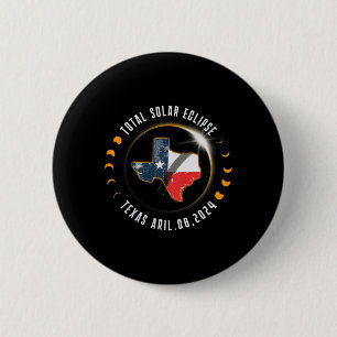Badge Rond 5 Cm Total Solaire Eclipse Amérique Totalité Texas 8 av