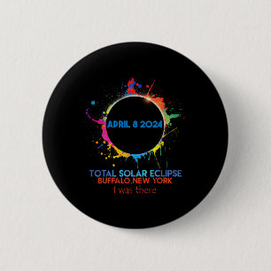 Badge Rond 5 Cm Total Solaire Eclipse Buffalo New York 2024 J'Étai