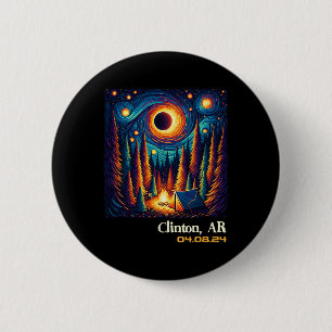 Badge Rond 5 Cm Total Solaire Eclipse Clinton Arkansas