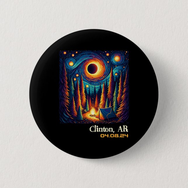 Badge Rond 5 Cm Total Solaire Eclipse Clinton Arkansas (Devant)