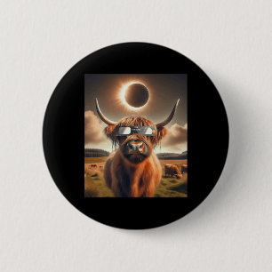 Badge Rond 5 Cm Total Solaire Eclipse Highland Vache Portant des S