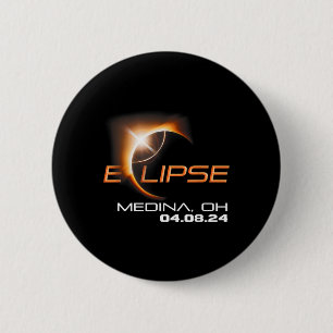 Badge Rond 5 Cm Total Solaire Eclipse Médina Ohio