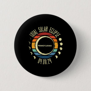 Badge Rond 5 Cm Total Solaire Eclipse Pennsylvania Retro 04.08 Men
