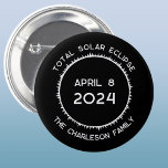 Badge Rond 5 Cm Total Solar Eclipse 2024 Personalized<br><div class="desc">Celebrate the Total Solar Eclipse on April 8th,  2024 with this personalized design.  Change the family name and any of the text to customize. Makes a wonderful keepsake.</div>