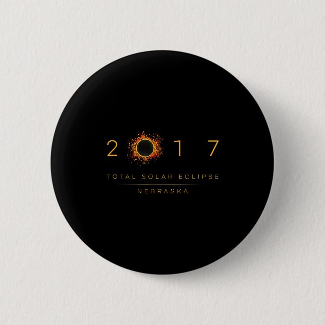 Badge Rond 5 Cm Total Solar Eclipse Nebraska 2017 Illustration (Devant)