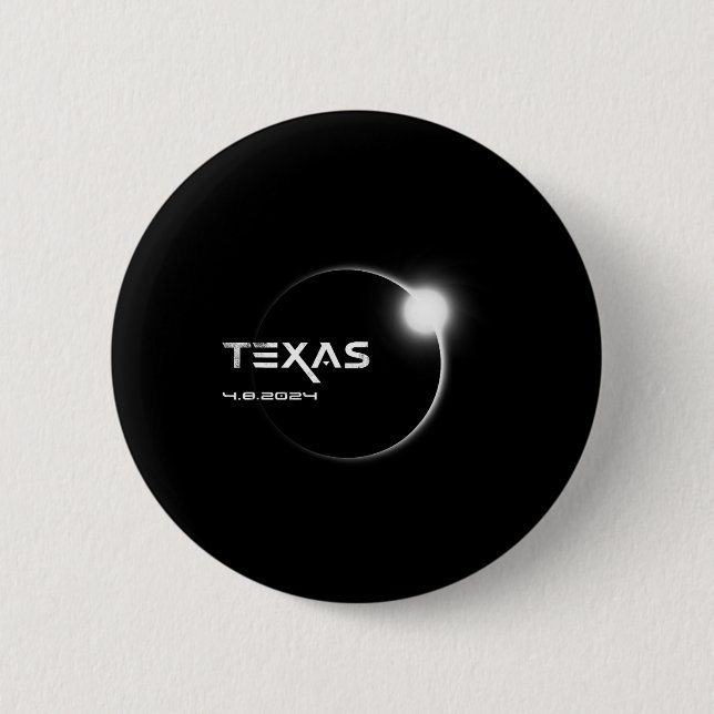 Badge Rond 5 Cm Total Texas 4.08.2024 Total Solar Eclipse 2024 (Devant)