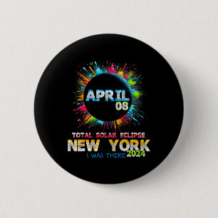 Badge Rond 5 Cm Total total couleur de l'éclipse solaire New York 