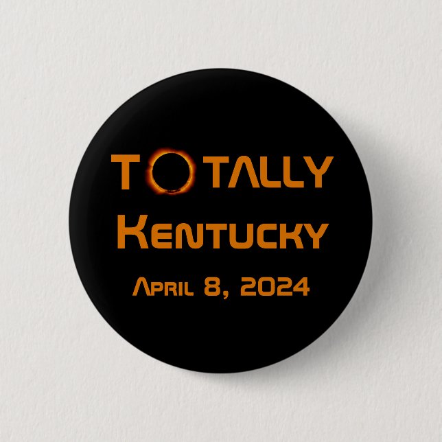 Badge Rond 5 Cm Totalement Kentucky 2024 Éclipse solaire (Devant)