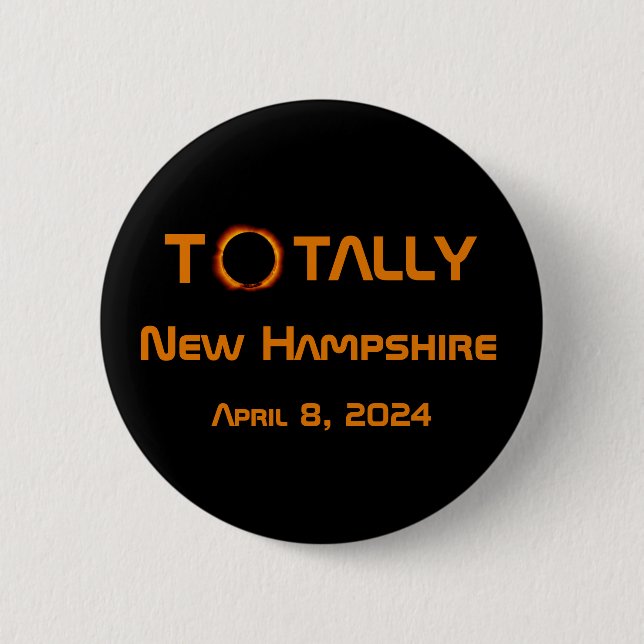 Badge Rond 5 Cm Totalement New Hampshire 2024 Solar Eclipse (Devant)