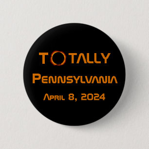 Badge Rond 5 Cm Totalement Pennsylvanie 2024 Solar Eclipse
