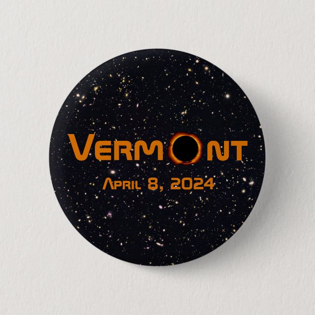 Badge Rond 5 Cm Totalement Vermont 2024 Solar Eclipse (Devant)
