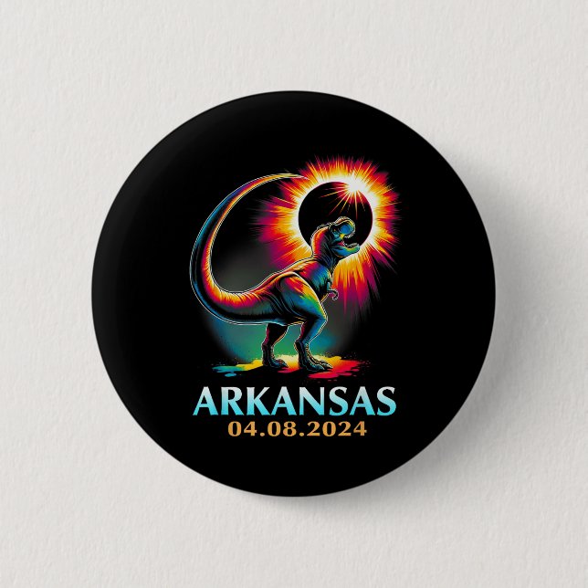 Badge Rond 5 Cm Totalité de l'Arkansas Total Éclipse Solaire 2024  (Devant)