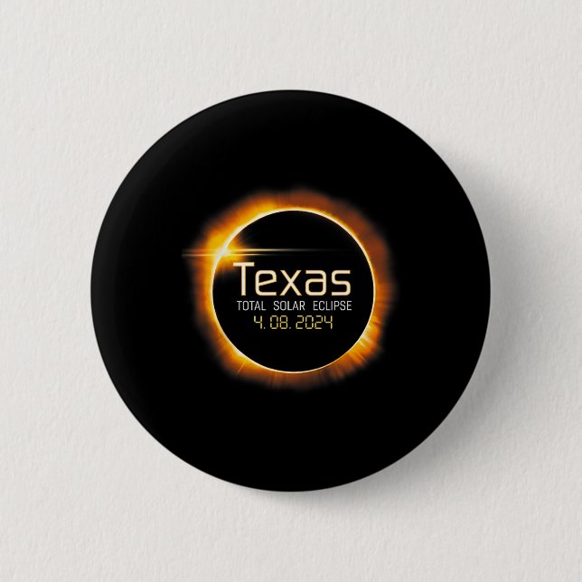 Badge Rond 5 Cm Totalité de Solar Eclipse Texas Usa 2024 (Devant)