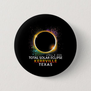 Badge Rond 5 Cm Totalité du Texas Total Éclipse solaire 8 avril 20