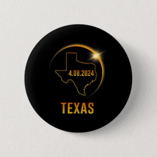Badge Rond 5 Cm Totalité Solaire Eclipse Avril 8 2024 Texas