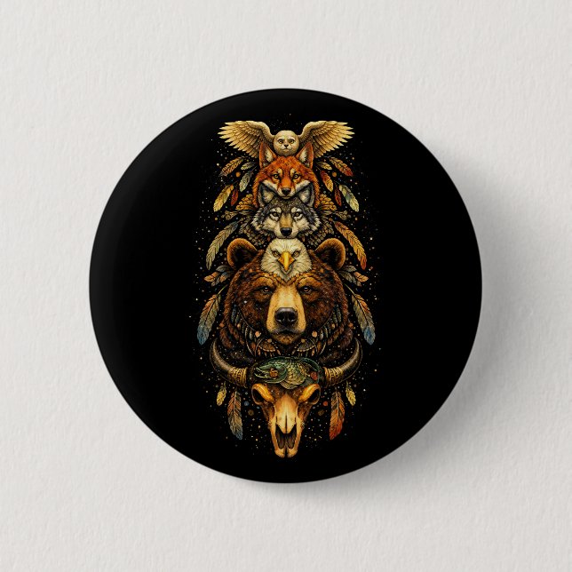 Badge Rond 5 Cm Totem Ascendant (Devant)