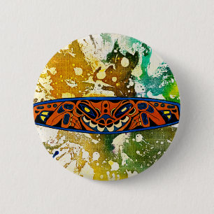 Badge Rond 5 Cm Totem Athabascan par Michael Moffa