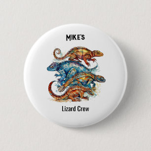 Badge Rond 5 Cm Totem de lézard tribal vibrant personnalisé