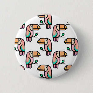 Badge Rond 5 Cm toucan oiseau de la jungle pastel arc-en-ciel moti