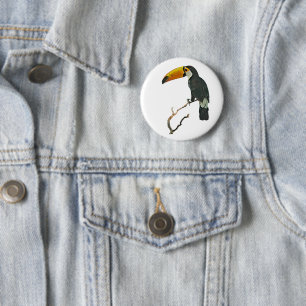 Badge Rond 5 Cm Toucan Portrait Animal Tropical Bird Design