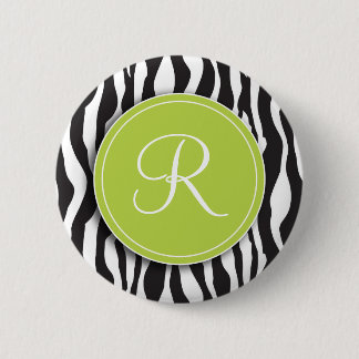 Badge Rond 5 Cm Touche "IMPRESSION" verte Girly de zèbre de