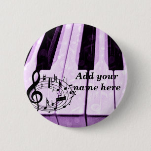 Badge Rond 5 Cm Touches violettes et notes musicales_