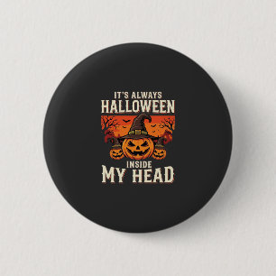 Badge Rond 5 Cm Toujours citrouille de Halloween Design de sorcièr