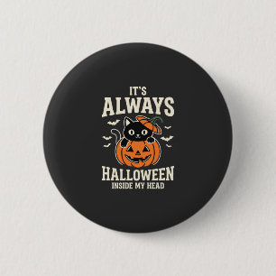Badge Rond 5 Cm Toujours design de chat noir Halloween pumpkin