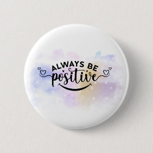 Badge Rond 5 Cm Toujours être positif violet jaune