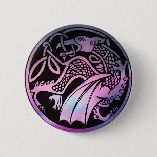Badge Rond 5 Cm Tour de dragon celtique