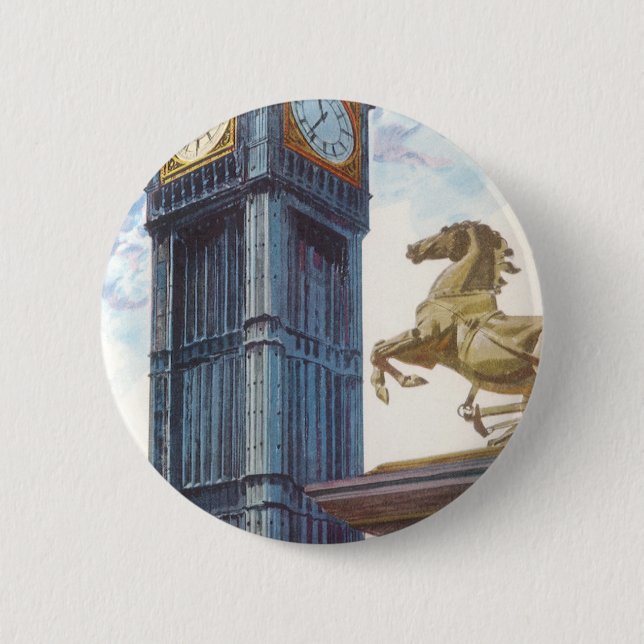 Badge Rond 5 Cm Tour de l'horloge Big Ben au Palais de Westminster (Devant)