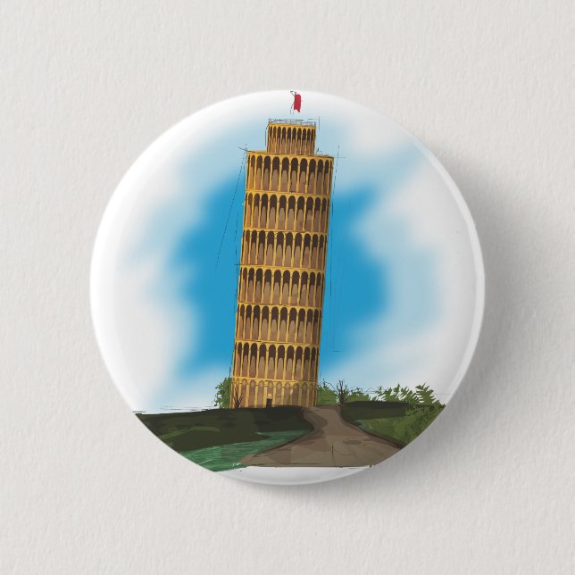 Badge Rond 5 Cm Tour de Pise (Devant)