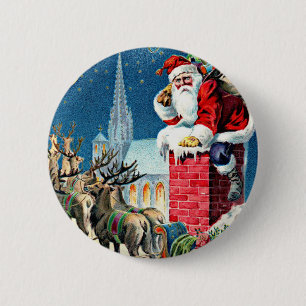 Badge Rond 5 Cm Tour de Sleigh de Père Noël
