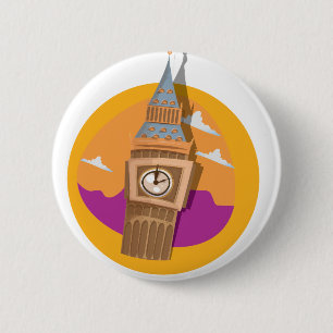 Badge Rond 5 Cm Tour d'horloge Big Ben Westminster